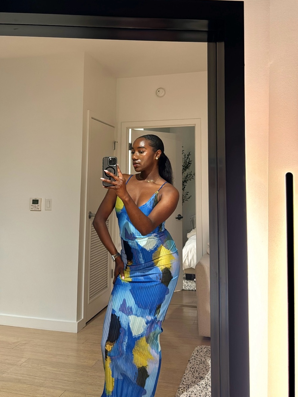 PrettyLittleThing Blue Multi Print Maxi Dress